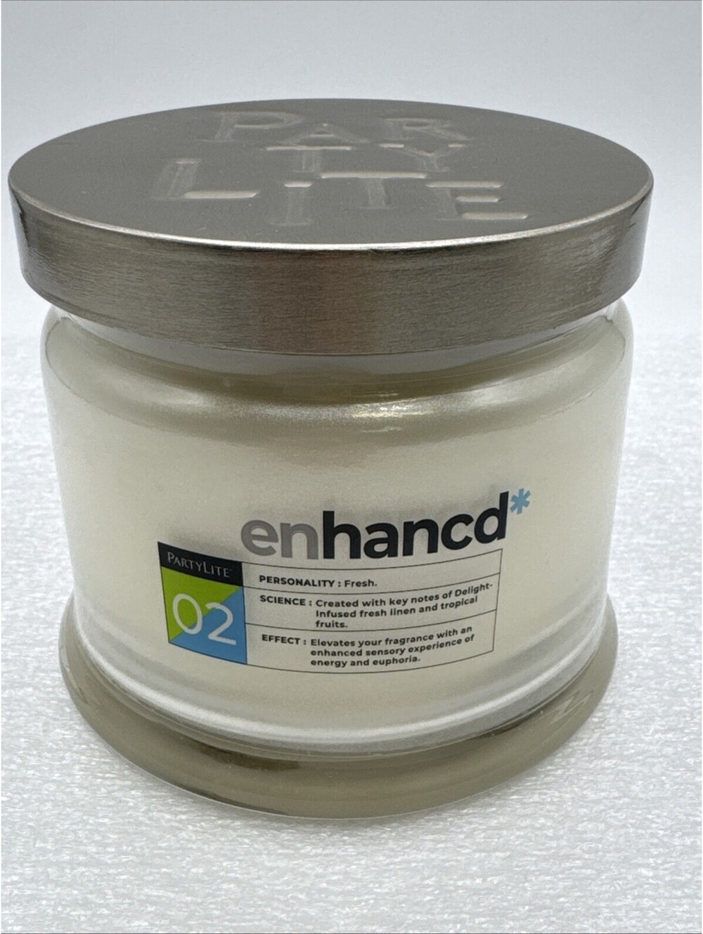 Enhancd* 3-Wick Jar Candle Partylite “Fresh” 3.5” Fresh Linen, Tropical Fruits